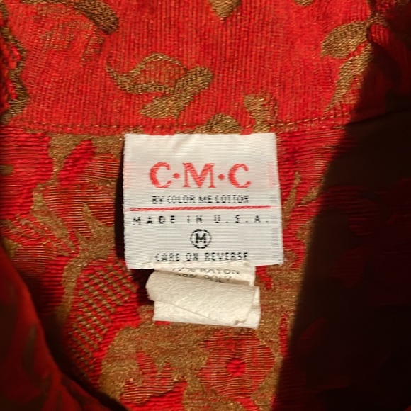 CMC Color Me Cotton Jacket Red and gold floral print. Size M - Picture 3 of 4